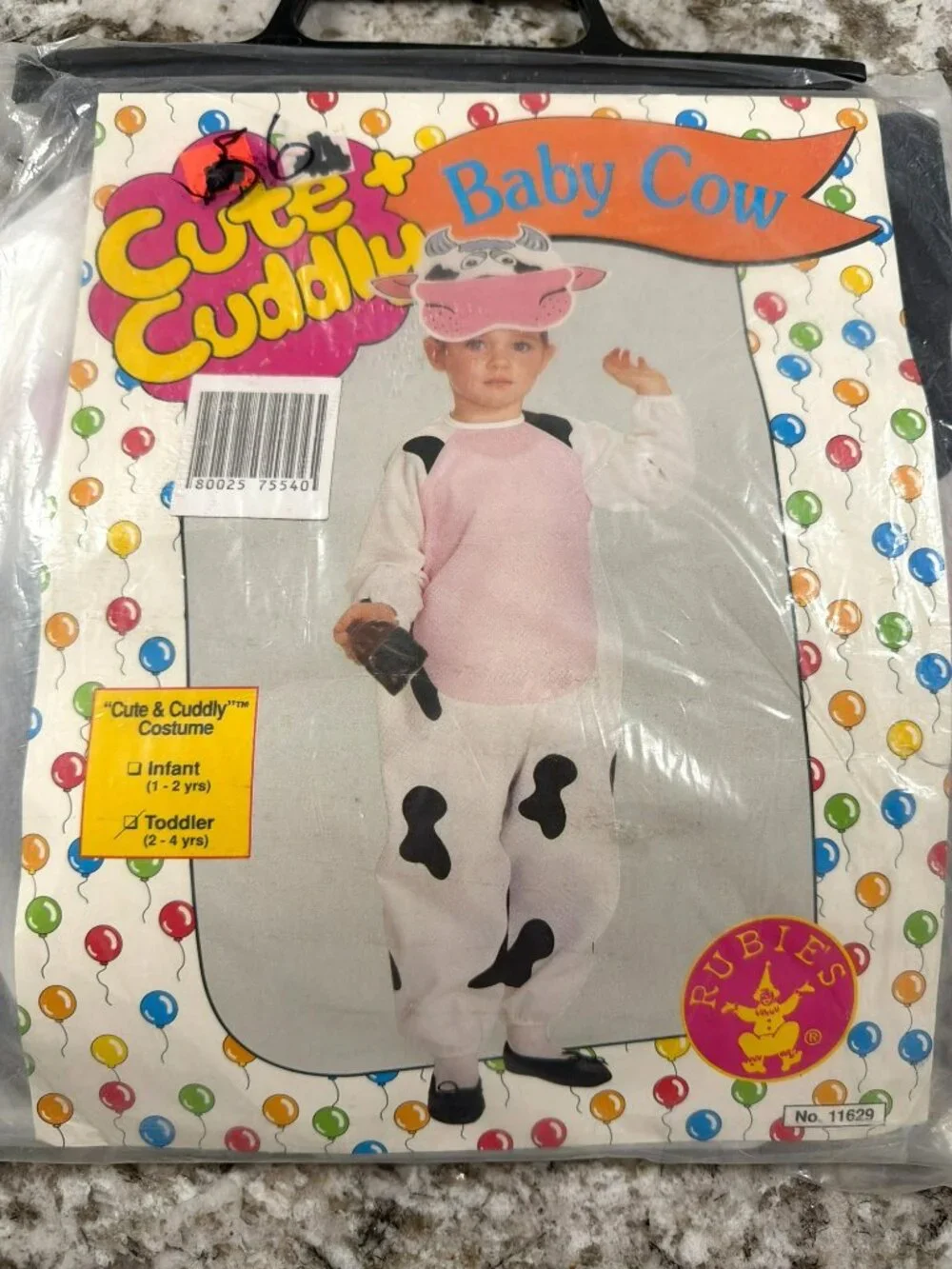 Cute & Cuddly Baby Cow Costume Toddler Size 2-4 Years By Rubies